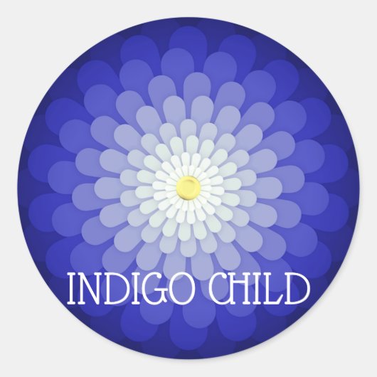 Aangepaste tekst Donkerblauw Mandala Bloem Indigo  Ronde Sticker (Voorkant)