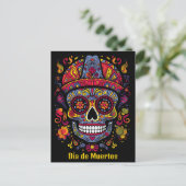 Aangepaste tekst 💀 doodle stijl Día de Muertos Briefkaart (Staand voorkant)
