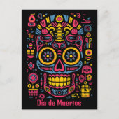 Aangepaste tekst 💀 doodle stijl Día de Muertos Briefkaart (Voorkant)
