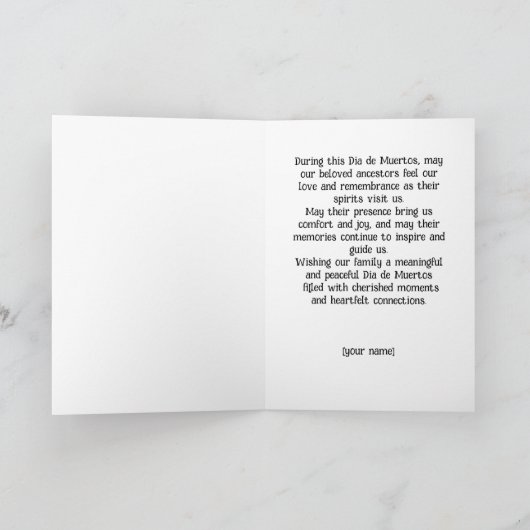 Aangepaste tekst 💀 doodle stijl Día de Muertos Kaart (Binnen)