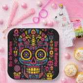 Aangepaste tekst 💀 doodle stijl Día de Muertos Papieren Bordje (Feest)