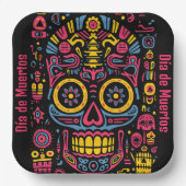 Aangepaste tekst 💀 doodle stijl Día de Muertos Papieren Bordje (Voorkant)