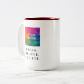 Aangepaste tekst Dream Believe Succes Quote Tweekleurige Koffiemok (Voorkant links)