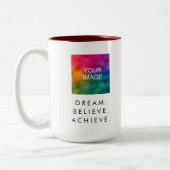 Aangepaste tekst Dream Believe Succes Quote Tweekleurige Koffiemok (Links)