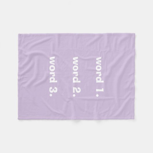 Aangepaste tekst drie woorden lila wit fleece deken (Voorkant (Horizontaal))