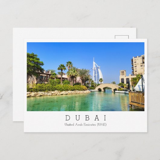Aangepaste tekst, Dubai, Briefkaart Verenigde Arab (Voorkant / Achterkant)