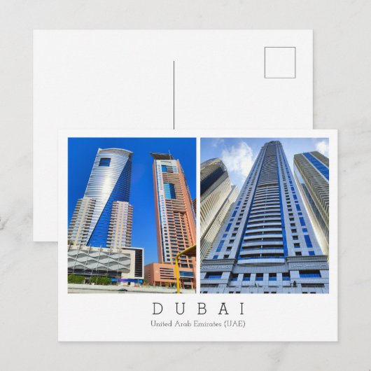 Aangepaste tekst, Dubai, Briefkaart Verenigde Arab (Voorkant / Achterkant)