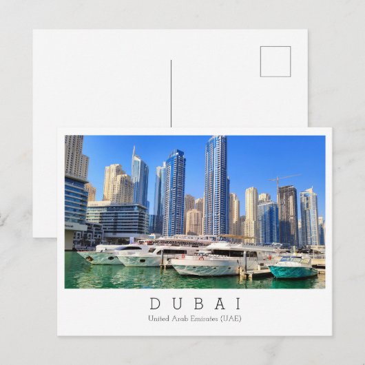 Aangepaste tekst, Dubai, Briefkaart Verenigde Arab (Voorkant / Achterkant)