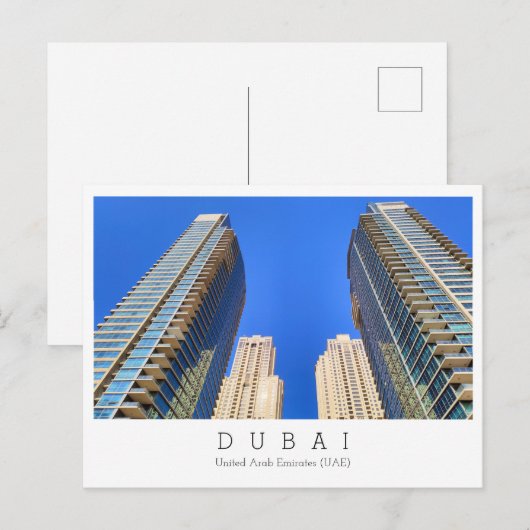 Aangepaste tekst, Dubai, Briefkaart Verenigde Arab (Voorkant / Achterkant)