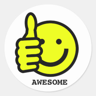 Aangepaste tekst duikt op Geel gezichtssticker Ronde Sticker