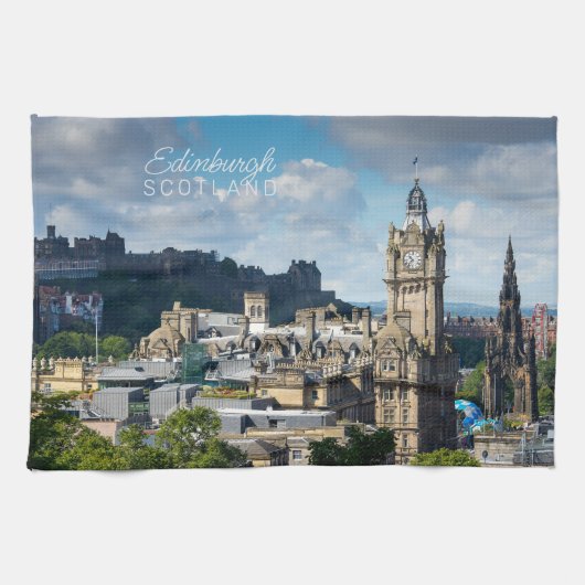 Aangepaste tekst Edinburgh Schotland Theedoek (Horizontaal)