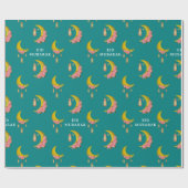 Aangepaste tekst Eid al-Fitr Mubarak Blauwgroen Cadeaupapier (Vlak)