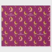 Aangepaste tekst Eid al-Fitr Mubarak Deep Pink Cadeaupapier (Vlak)