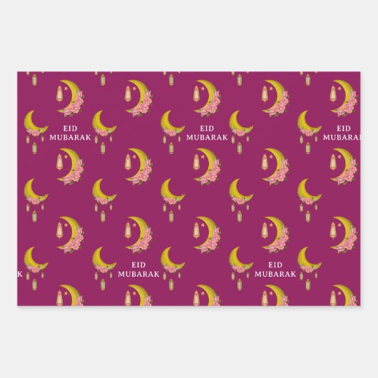 Aangepaste tekst Eid al-Fitr Mubarak Inpakpapier Vel (Voorkant 3)