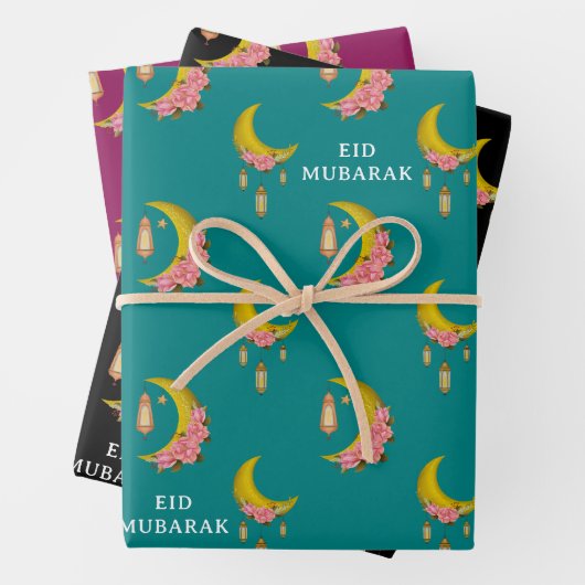 Aangepaste tekst Eid al-Fitr Mubarak Inpakpapier Vel (In situ)