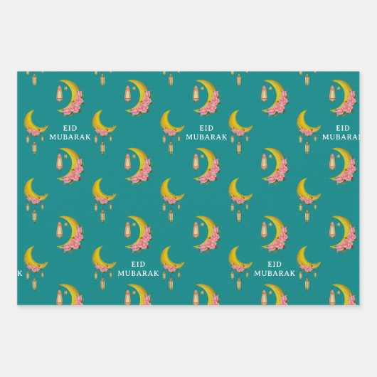 Aangepaste tekst Eid al-Fitr Mubarak Inpakpapier Vel (Voorkant)