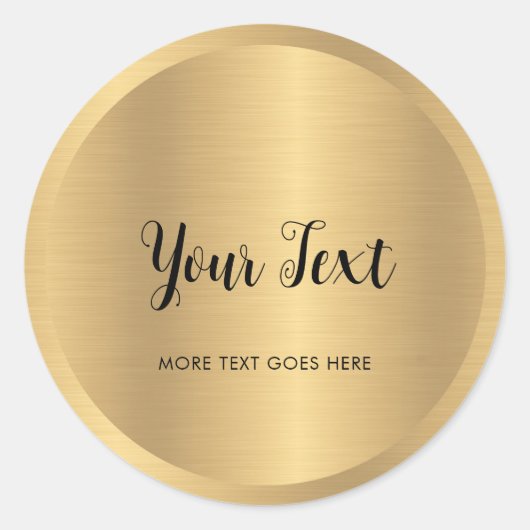 Aangepaste tekst Elegante metallic look Faux Gold Ronde Sticker (Voorkant)