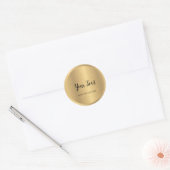 Aangepaste tekst Elegante metallic look Faux Gold Ronde Sticker (Envelop)