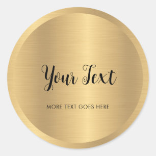 Aangepaste tekst Elegante metallic look Faux Gold Ronde Sticker