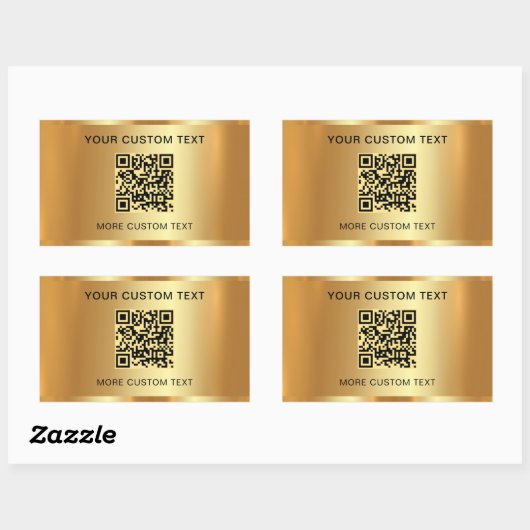 Aangepaste tekst Elegante scanbare QR-code Gold Lo Rechthoekige Sticker (Vel)