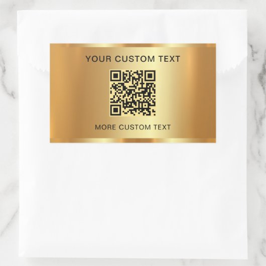 Aangepaste tekst Elegante scanbare QR-code Gold Lo Rechthoekige Sticker (Tas)