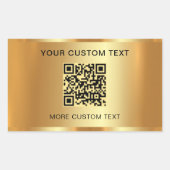 Aangepaste tekst Elegante scanbare QR-code Gold Lo Rechthoekige Sticker (Voorkant)