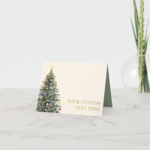 Aangepaste Tekst Elegante Waterverf Kerstboom Notitiekaartje