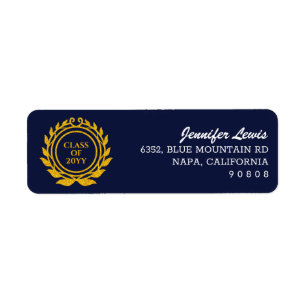 Aangepaste tekst embleem stijl blauw goud retour a etiket
