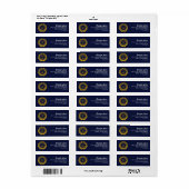 Aangepaste tekst embleem stijl blauw goud retour a etiket (Full Sheet)