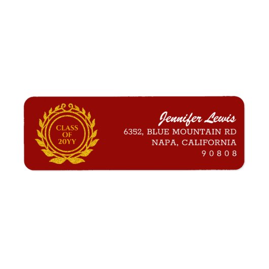 Aangepaste tekst Embleem Stijl Rood Goud Retouradr Etiket (Voorkant)