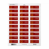 Aangepaste tekst Embleem Stijl Rood Goud Retouradr Etiket (Full Sheet)