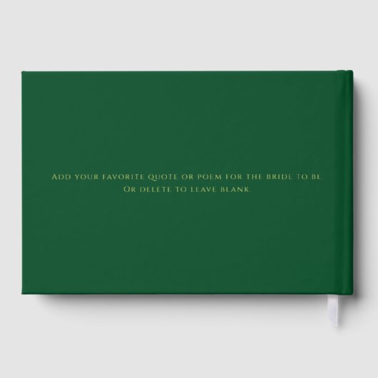 Aangepaste tekst Emerald Gold Letters to the Bride Gastenboek (Achterkant)
