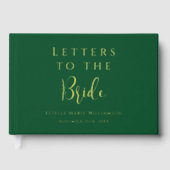 Aangepaste tekst Emerald Gold Letters to the Bride Gastenboek (Voorkant)