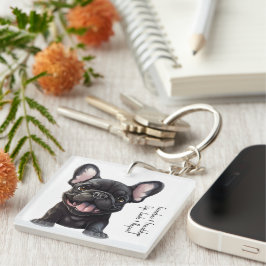 Aangepaste tekst en achtergrond, 🐶Frenchie puppy Sleutelhanger