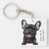 Aangepaste tekst en achtergrond, 🐶Frenchie puppy Sleutelhanger (voorkant)