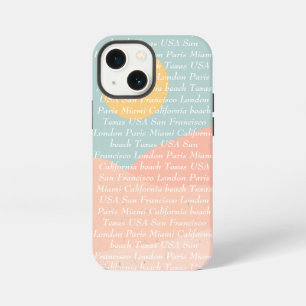 Aangepaste tekst en afbeelding zomerkleuren blauwe iPhone 13 mini hoesje