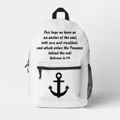 Aangepaste tekst en Christelijk anker Hebreeën 19: Bedrukte Rugzak (Voorkant)