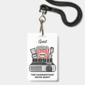 Aangepaste tekst en filmtijd in kleur badge (Voorzijde met lanyard)