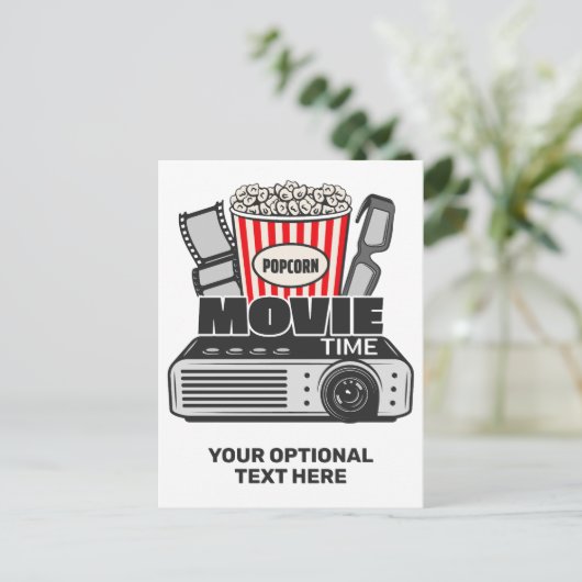 Aangepaste tekst en filmtijd in kleur briefkaart (Staand voorkant)