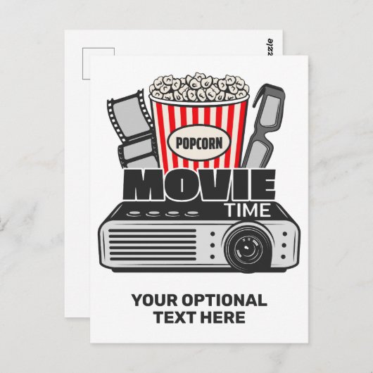 Aangepaste tekst en filmtijd in kleur briefkaart (Voorkant / Achterkant)