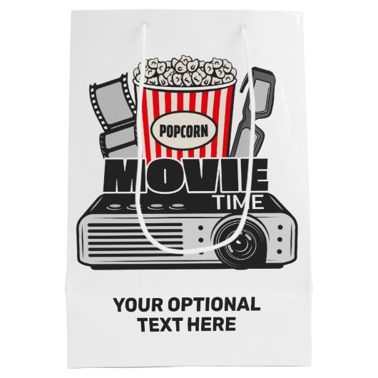 Aangepaste tekst en filmtijd in kleur medium cadeauzakje (Achterkant)