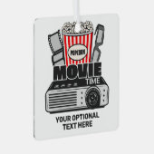 Aangepaste tekst en filmtijd in kleur metalen ornament (Voorkant Rechts)