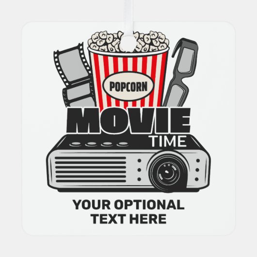 Aangepaste tekst en filmtijd in kleur metalen ornament (Voorkant)