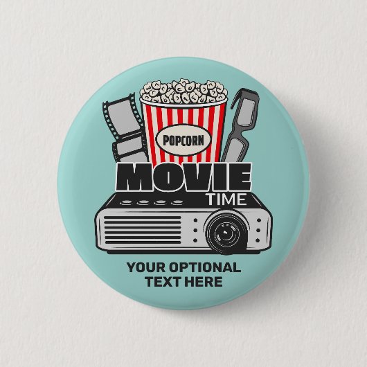 Aangepaste tekst en filmtijd in kleur ronde button 5,7 cm (Voorkant)