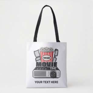 Aangepaste tekst en filmtijd in kleur tote bag