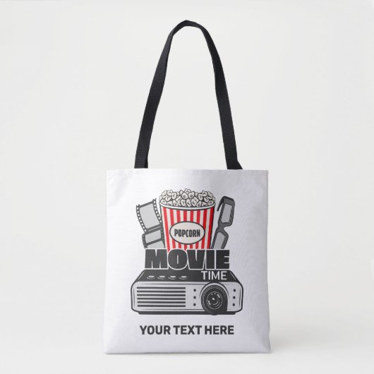 Aangepaste tekst en filmtijd in kleur tote bag (Voorkant)