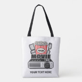 Aangepaste tekst en filmtijd in kleur tote bag (Achterkant)