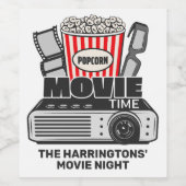 Aangepaste tekst en filmtijd in kleur wijn etiket (Enkel label)