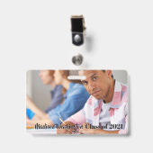 Aangepaste tekst en foto badge (Voorzijde met clip)
