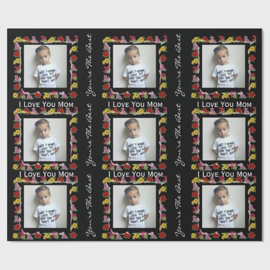 Aangepaste tekst en foto-Moederdag Cadeaupapier (Vlak)